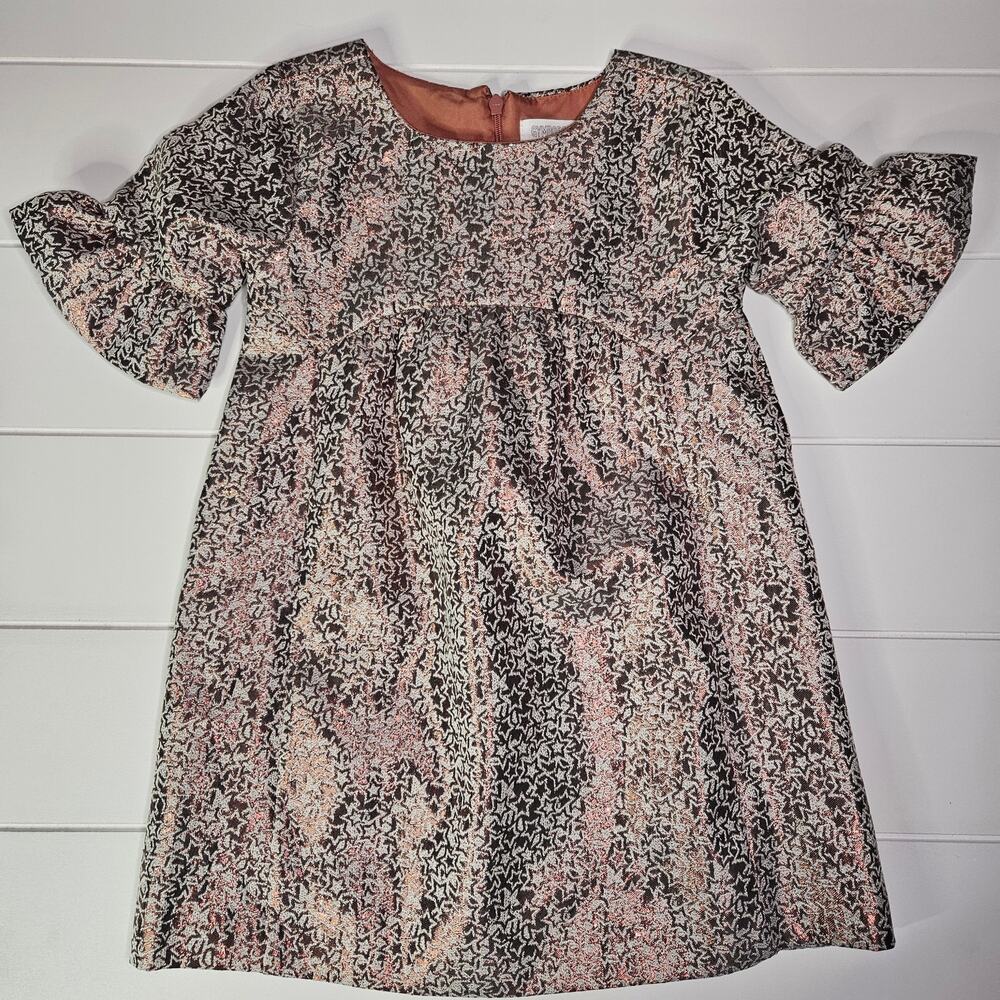 Gymboree Holiday Party Dress Shimmer Pink Bronze Stars 2T